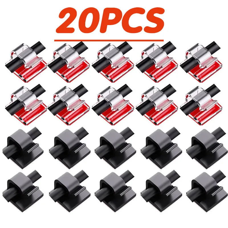 10/20/40pcs Cable Organizer Clips Cable Management Wire Manager Cord Holder Charging Data Line Bobbin Winder Wall Mounted Hook Oasis Select 20pcs-Mix