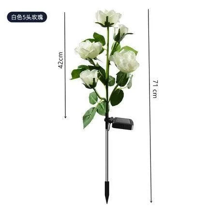 New Waterproof Solar Outdoor Landscape Lights Garden Lights Solar Garden Rose Lights Oasis Select 5 Head White rose