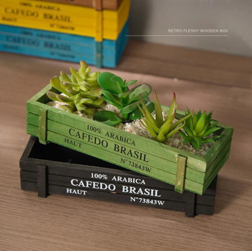 Retro Garden Plant Wooden Pot Rectangular Wooden Box for Succulent Moss Micro Landscape Decor Home Office Desk Sundries Storage Oasis Select
