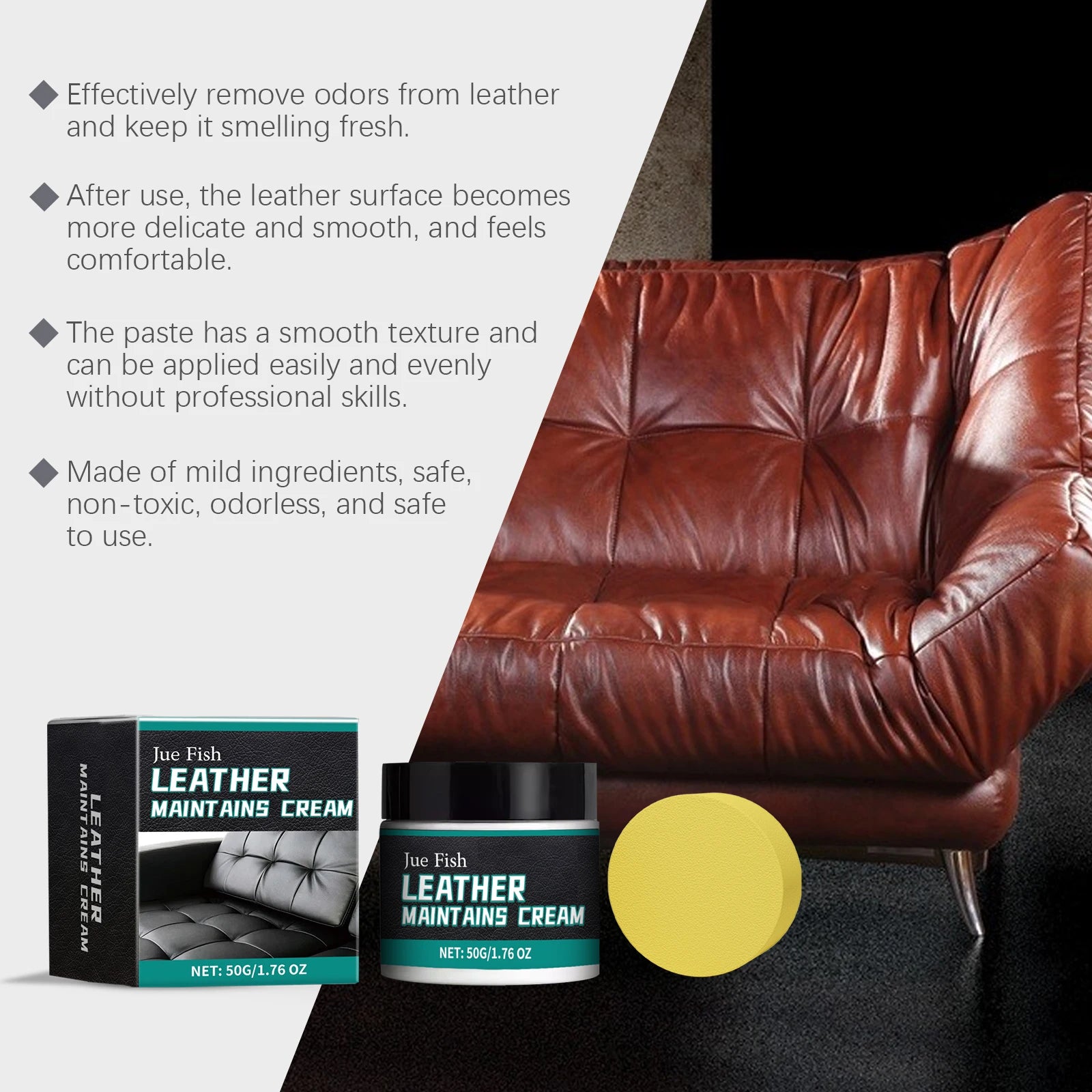 Jue Fish Leather Care Cream Furniture Leather Boots Coat Sofa Cleaning Care Polishing Leather Care Leather Maintains Cream Oasis Select