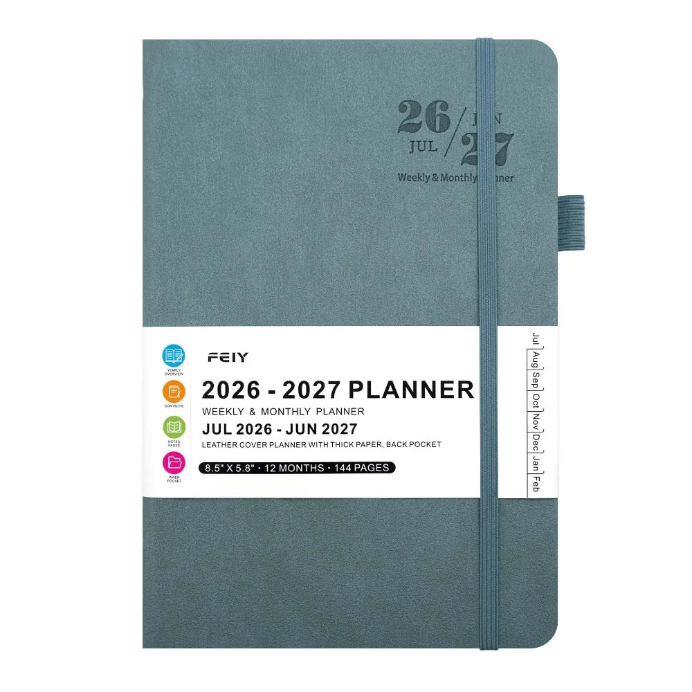 A5 English 2026-2027 Schedule Book Simple Agenda Planner Notebook Thick Paper Time Management Planner School Students Gift Oasis Select Blue