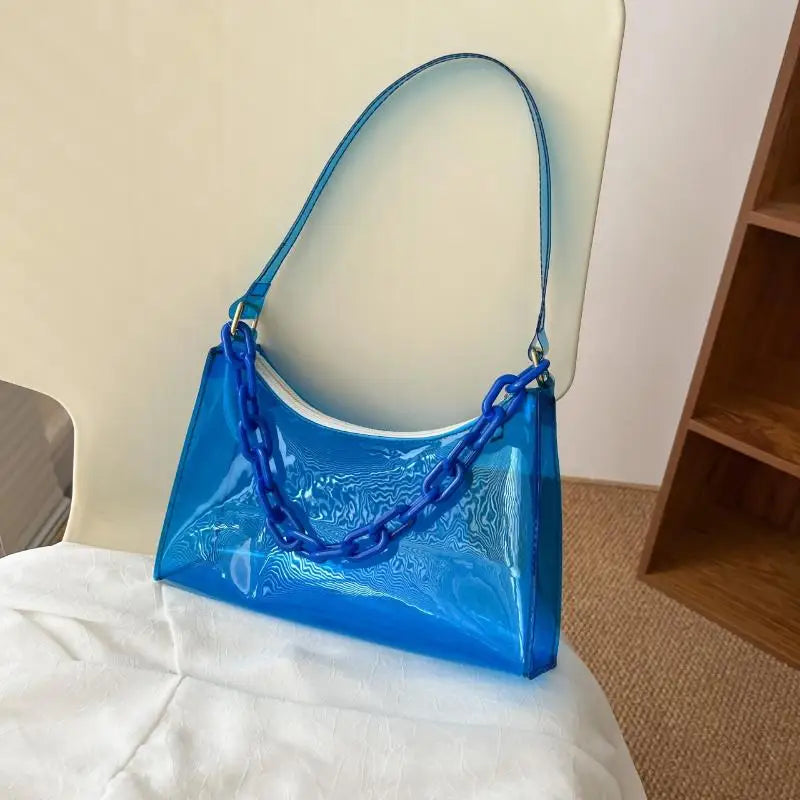Clear Jelly Shoulder Bag – Y2K Transparent Underarm Purse