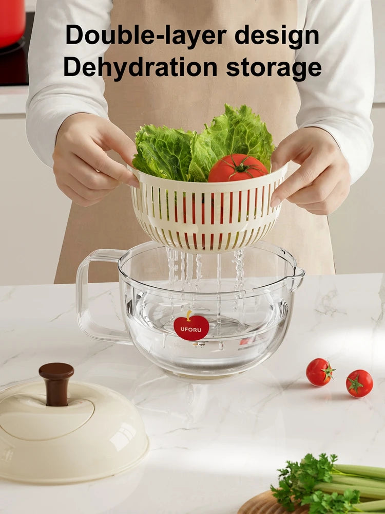 Joined Large Salad Spinner with Drain, Bowl, and Colander - Quick and Easy Multi-Use Lettuce Spinner, Vegetable Dryer, Fruit Was Oasis Select