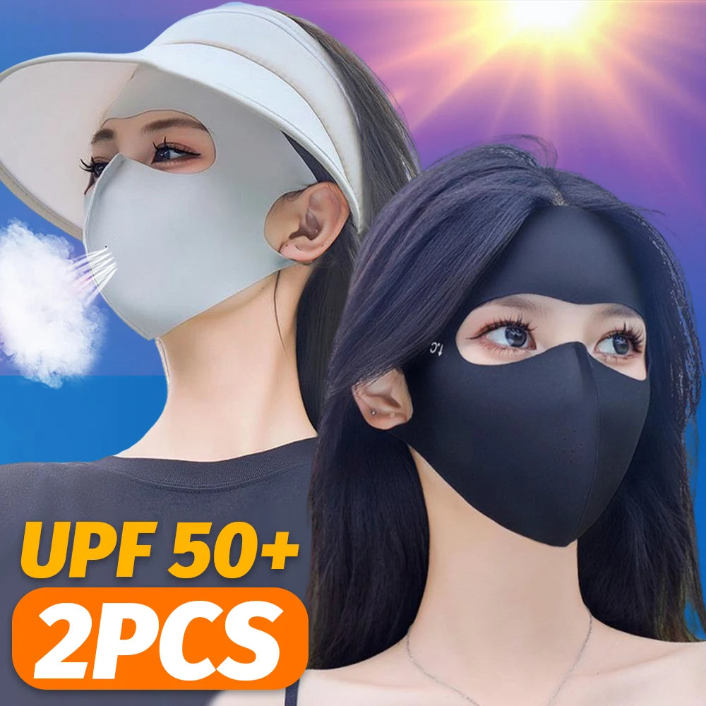 UPF 50+ Ice Silk Full Face Sun Mask – Cooling & UV Protection