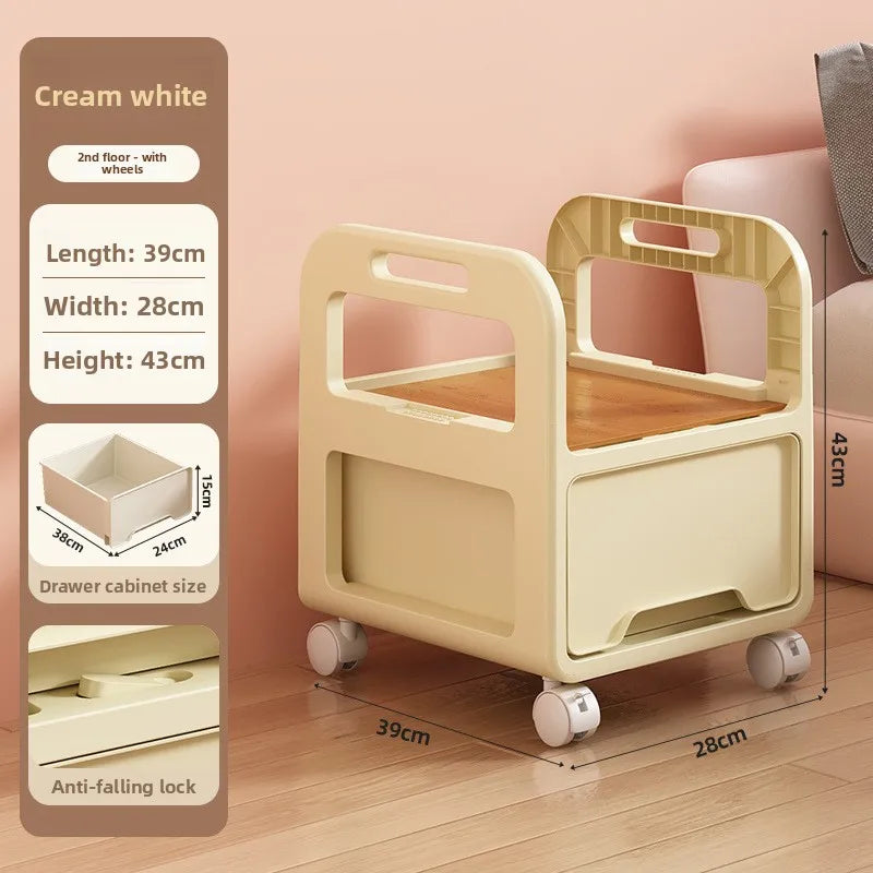 Multi-functional Drawer storage cabinet household living room snacks toys plastic storage box Oasis Select White 28-2B