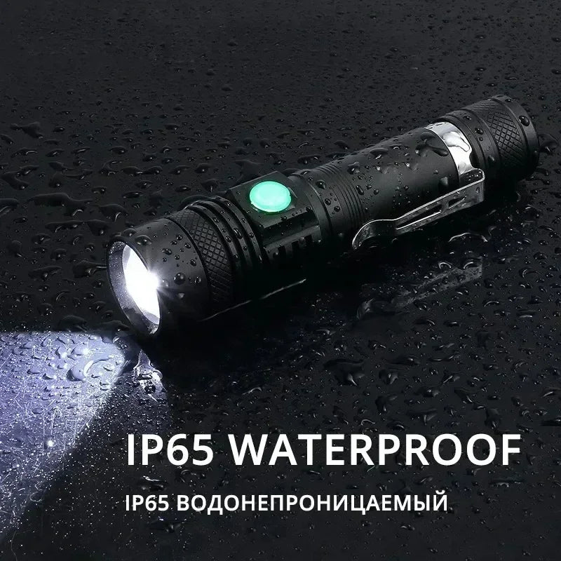 High Power Led Flashlights Zoomable Camping Torch with T6 LED Lamp Beads Waterproof 4 Lighting Modes MultiFunction USB Charger Oasis Select