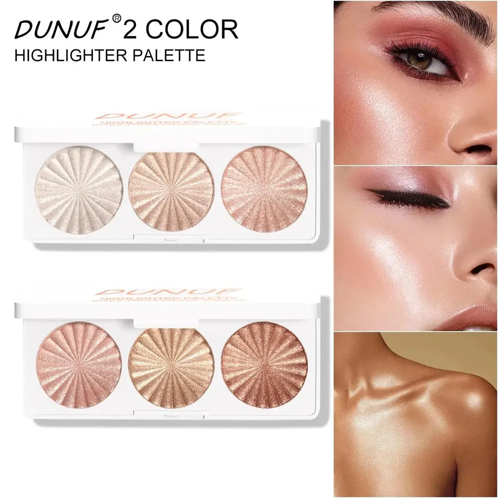 DUNUF 4-in-1 Baked Highlighter Palette – Waterproof Face Makeup