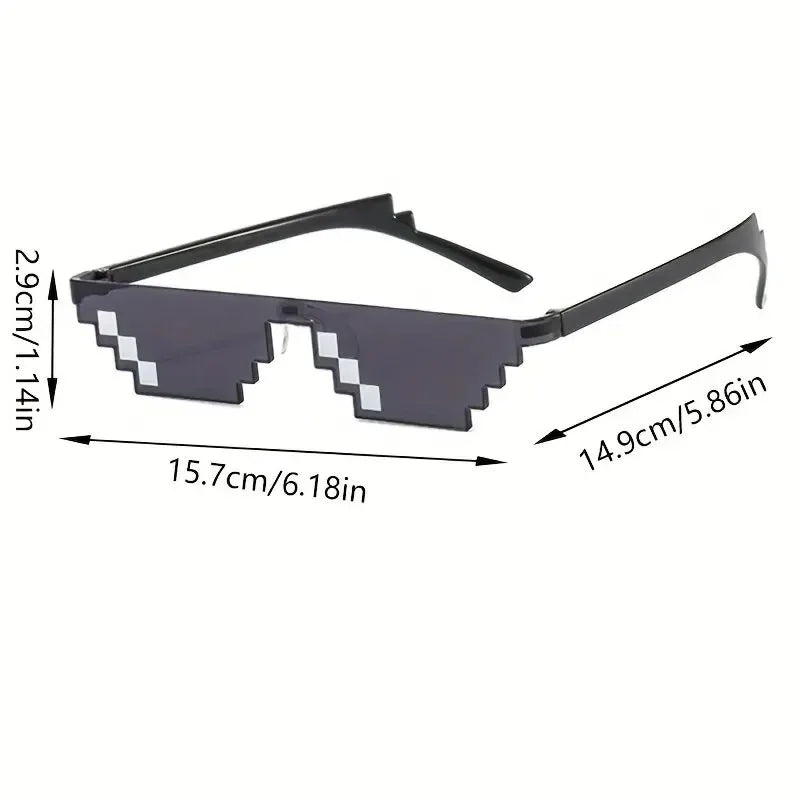 1-6PCS NEW Design Funny Mosaic Sunglasses Thug Life Sun Glasses Pixel Black Retro Gamer Robot Sunglasses Birthday Party Cosplay Oasis Select
