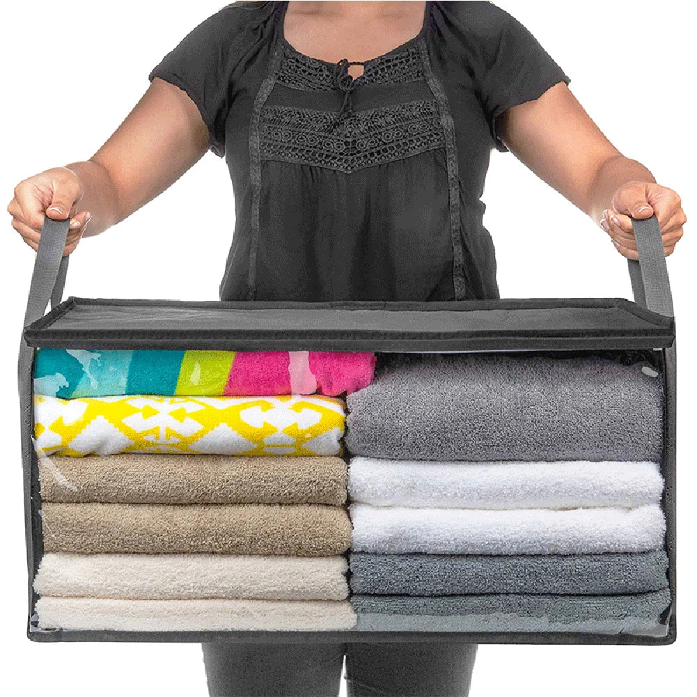 Large Capacity Clothes Storage Bag Non-Woven Foldable Quilt Storage Bag with Lids Zipper Wardrobe Clothing Organizer Sorting Box Oasis Select