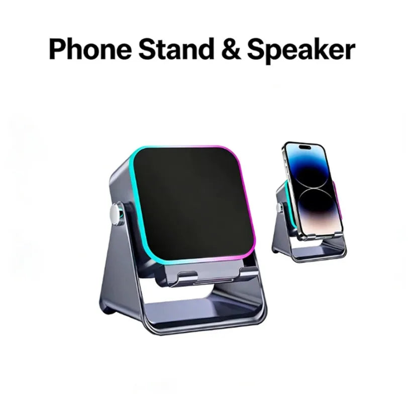 NEW 5 In 1 Portable Bluetooth Phone Holder Auto-induction Wireless Induction Speaker 8 Mode RGB Light Phone Stand Surround Sound Oasis Select