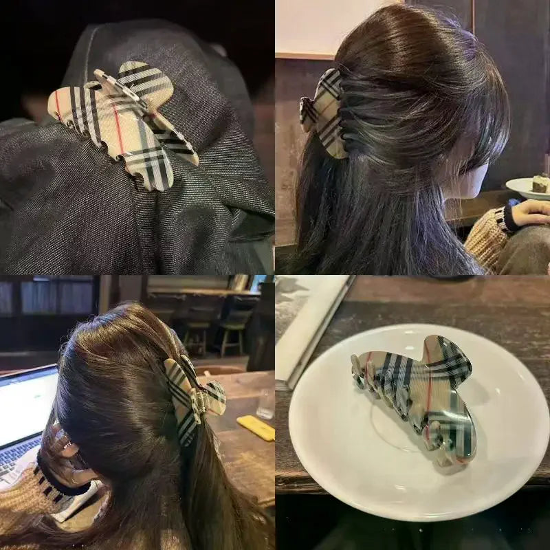 Classic Plaid Hair Claw Clip Non-Slip Strong Hold Hair Grip For Women Girls Daily Party Hairstyle Accessories Oasis Select