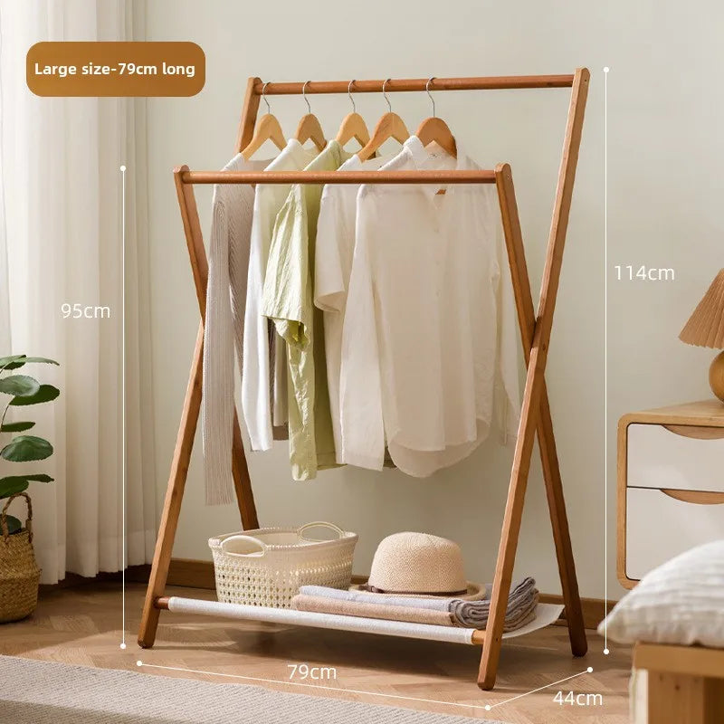 Hanging hanger bedroom floor does not take up space coat rack bedside bedside clothes storage artifact Oasis Select Brown-Large 79
