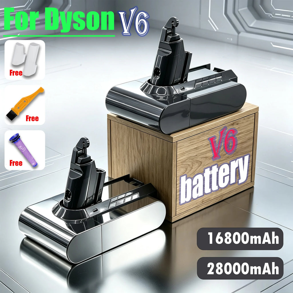 28000mAh For Dyson V6 Battery Rechargeable Lithium Battery For Dyson DC58 DC59 DC61 DC62 21.6V Battery Vacuum Cleaner Batteries Oasis Select