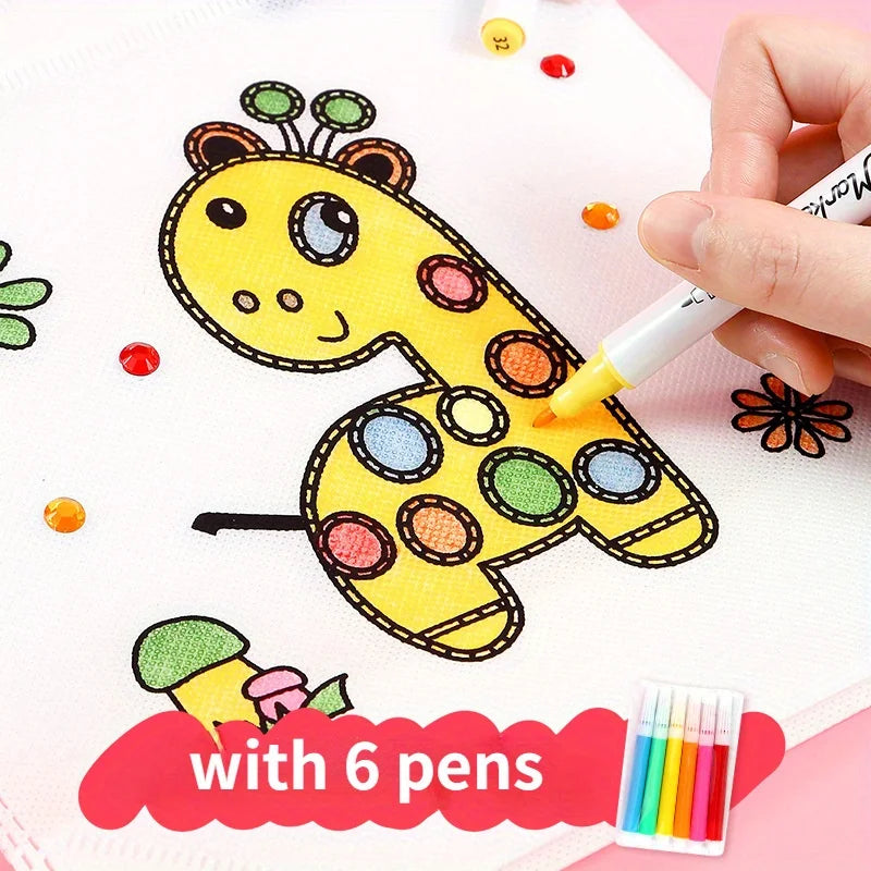 DIY Graffiti Bag & Coloring Markers Handmade Painting Non-Woven Bag for Arts Crafts Color Filling Drawing bag Oasis Select