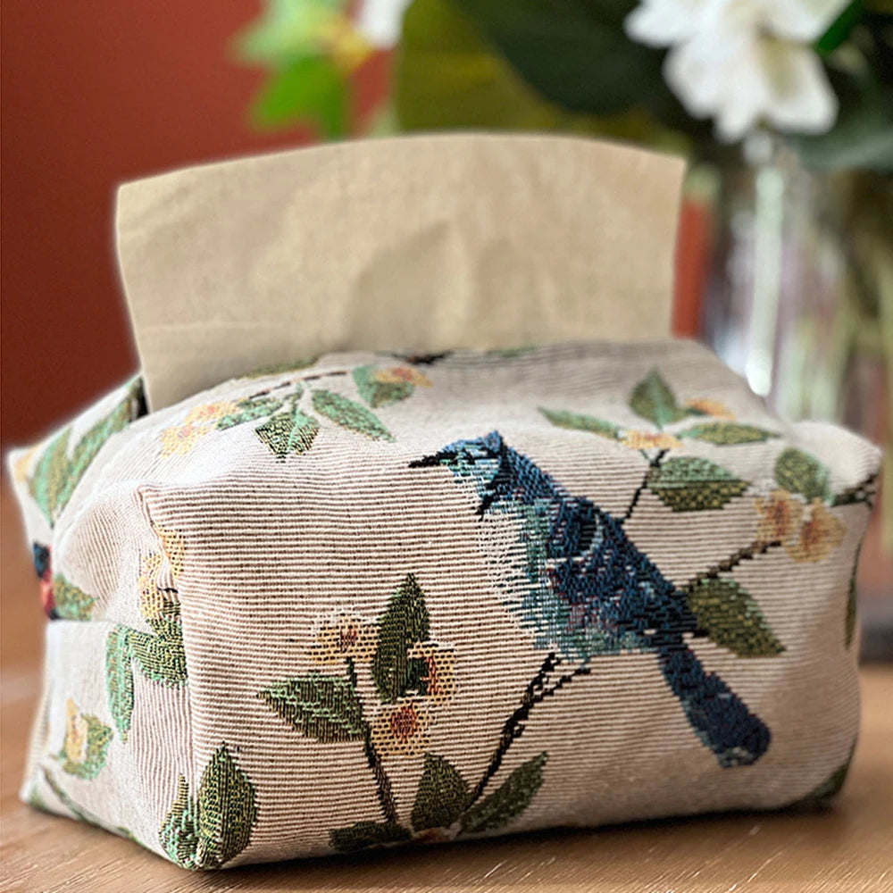 European Retro Jacquard Fabric Tissue Box Cover | Desktop