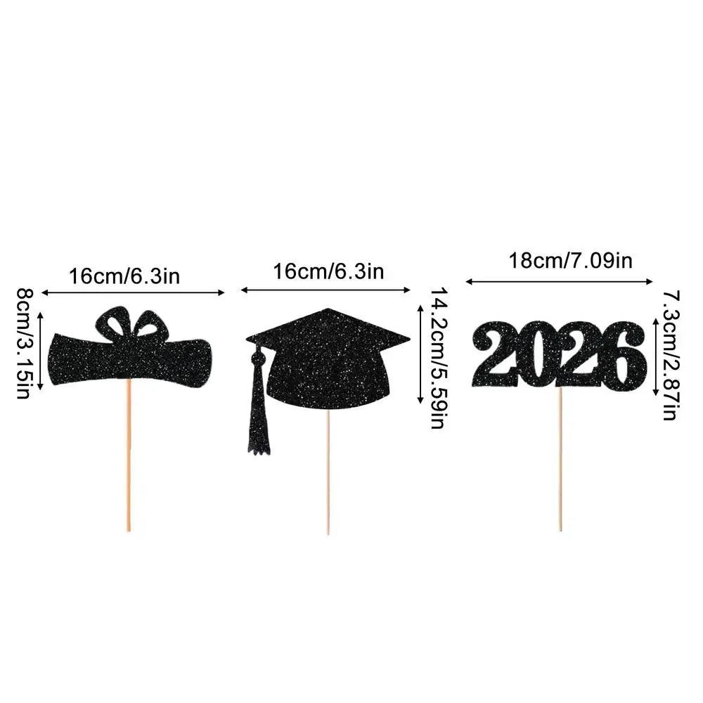 Graduation Season Decor 2026 Graduation Cake Topper for Graduation Cake Topper Party DIY Cake Dessert Decoration Supplies Oasis Select Black