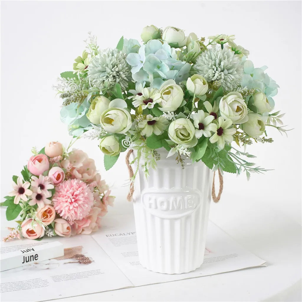 Artificial Silk Hydrangea Peony Bouquet – Wedding & Home Decor Artificial Flower Bouquet Oasis Select
