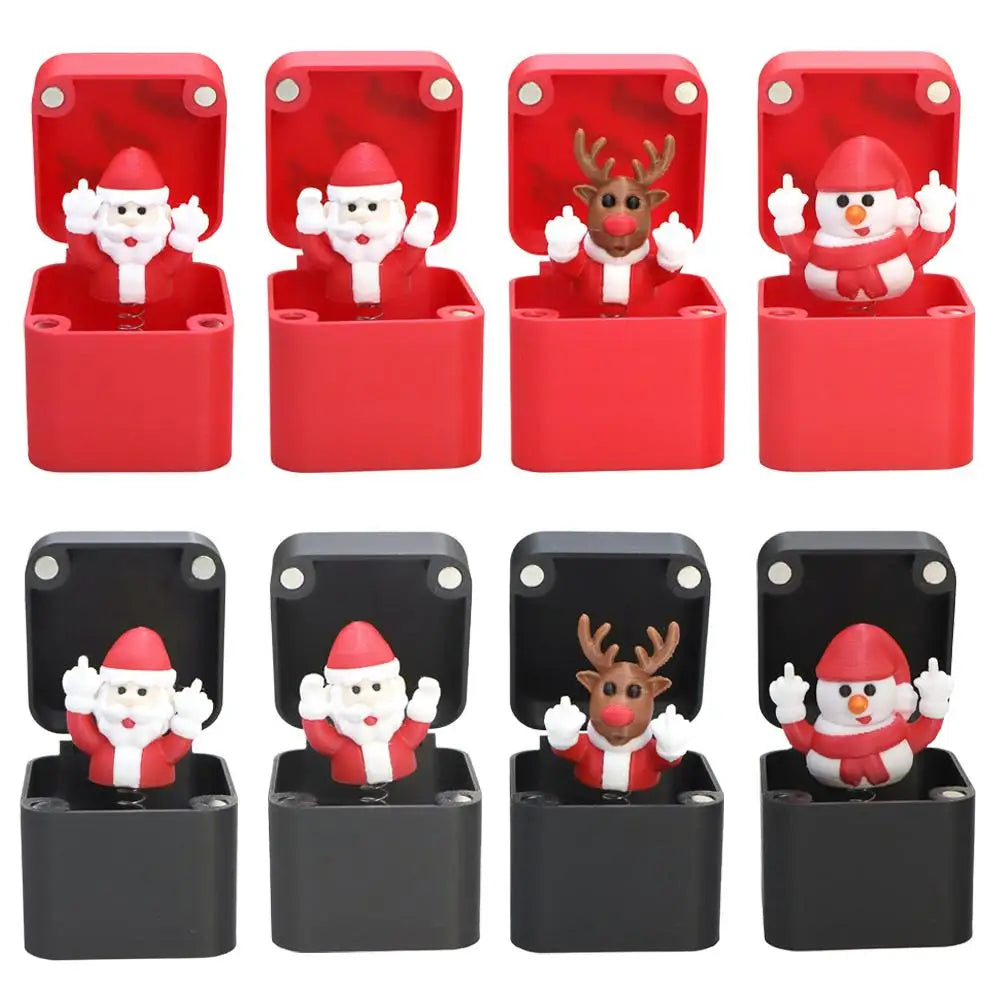 Christmas Middle Finger In A Box Prank Figure Home Party New Year Bouncing Character Statue Decoration Prop Special Special Gift Oasis Select