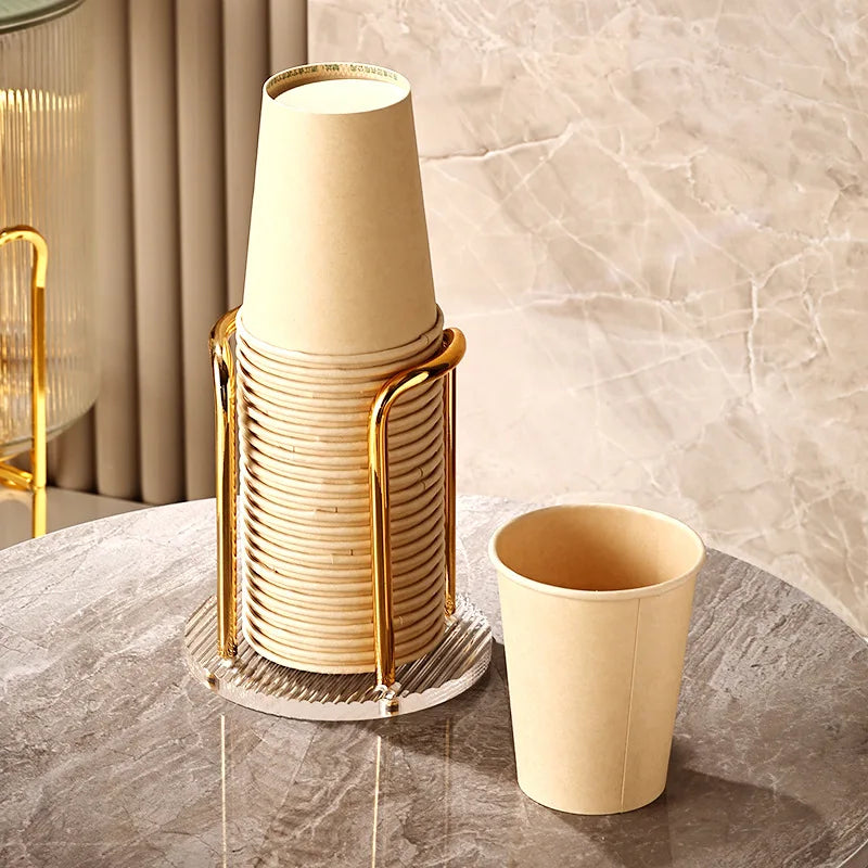 Luxury Disposable Cup Storage Holder Water Tea Cups Dispenser Rack Shelf with Longer Stick Mug Display Stand Home Organizer Oasis Select