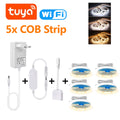 Tuya Dimmable DC12V COB LED Strip Light for Under Cabinet Kitchen Shelf Pantry Showcase Bedroom Closet WiFi Switch APP Control Oasis Select 5x LED Strip Warm White 2M 3.28FT