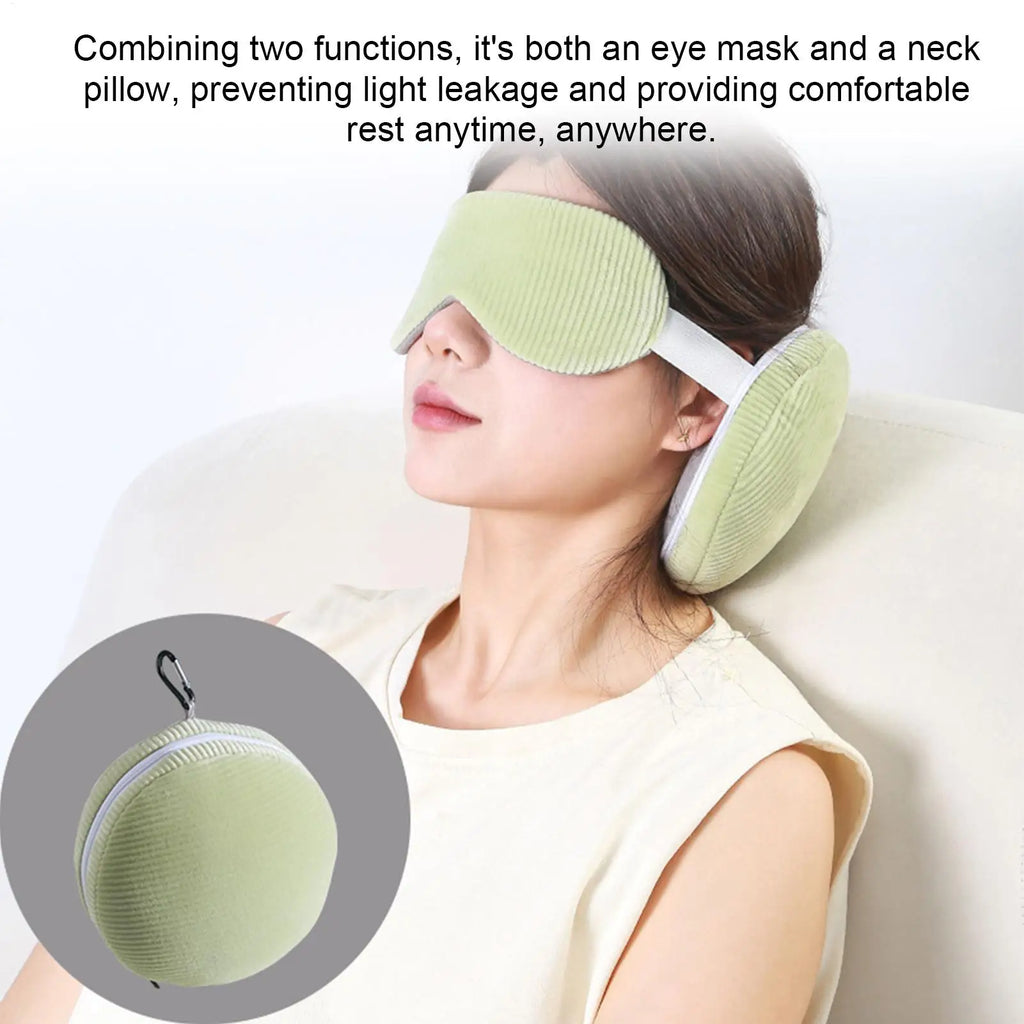 Travel Neck Pillow 2 in 1 Eye Mask Pillow Foldable Multifunctional Travel Pillow Light-blocking With Storage Hook Neck Pillows Oasis Select