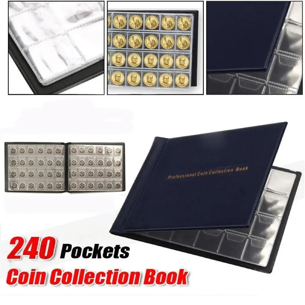 240 Pockets Coin Collection Holder PVC Penny Album Gifts Coin Collecting Album 10 Pages Coin Collection Book for Collectors Oasis Select