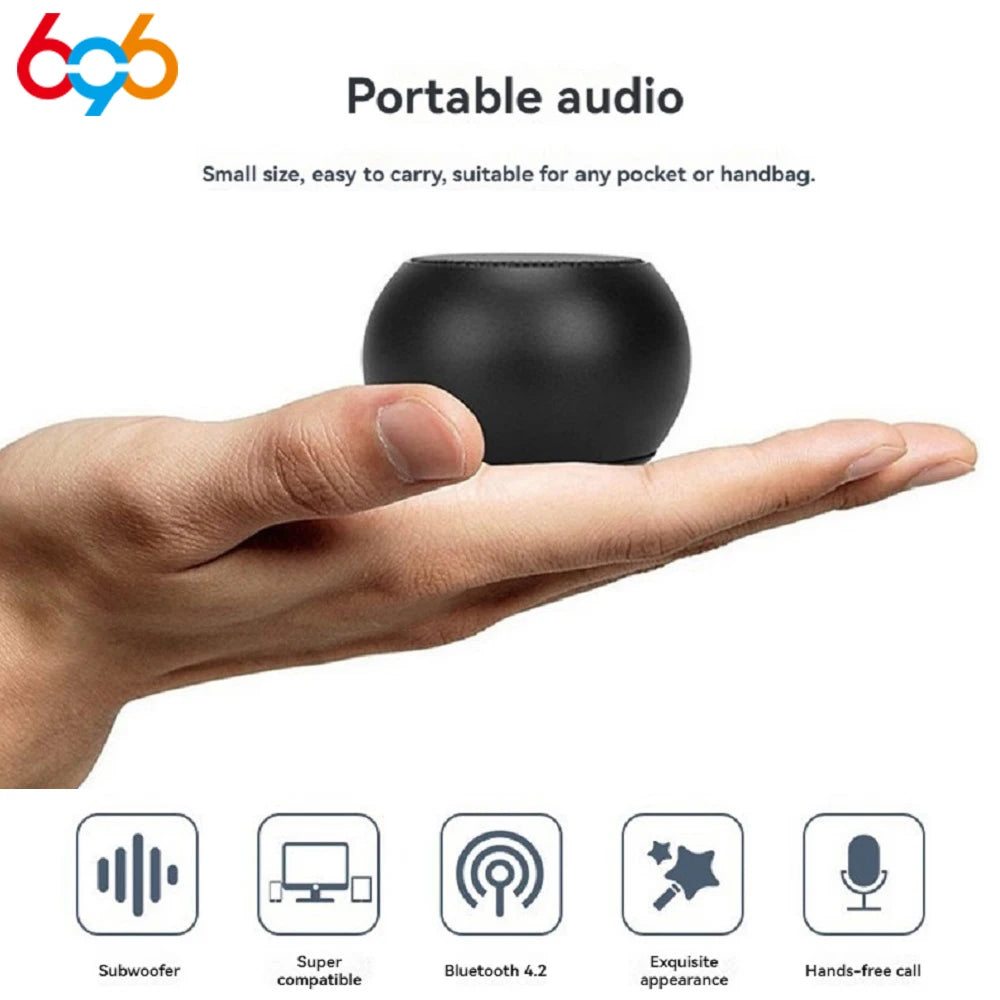 New Mini Bluetooth Small Speaker High Quality Wireless Bluetooth Speaker Portable Small Steel Gun Metal Heavy Subwoofer Outdoor Oasis Select