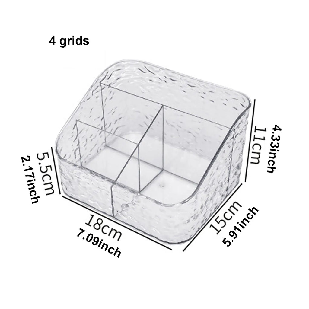 1pc Transparent cosmetics storage box, lipstick and powder sorting box, skin care rack, desk storage stationery box Oasis Select 4 grids transparent