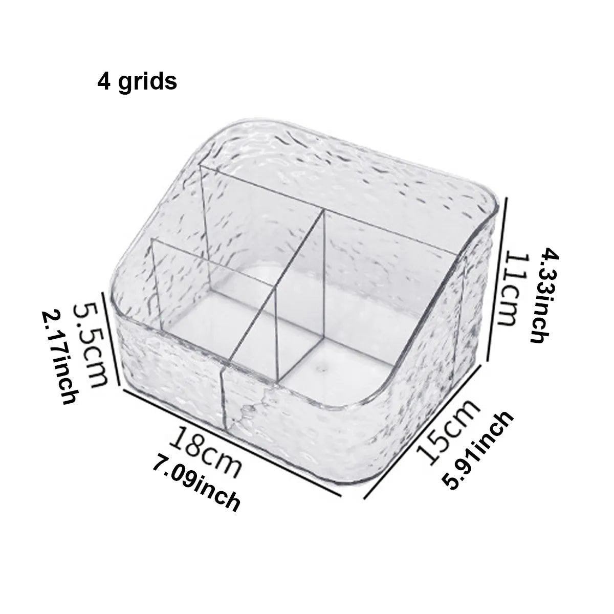 1pc Transparent cosmetics storage box, lipstick and powder sorting box, skin care rack, desk storage stationery box Oasis Select 4 grids transparent
