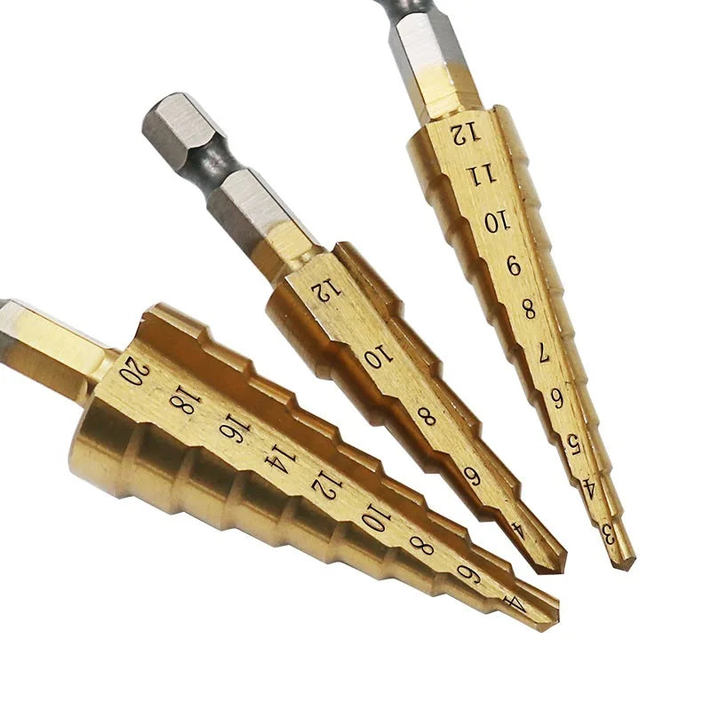 SLADE HSS Titanium Step Drill Bit Set 3-12 4-12 4-20mm Step Drill Bit Set Oasis Select