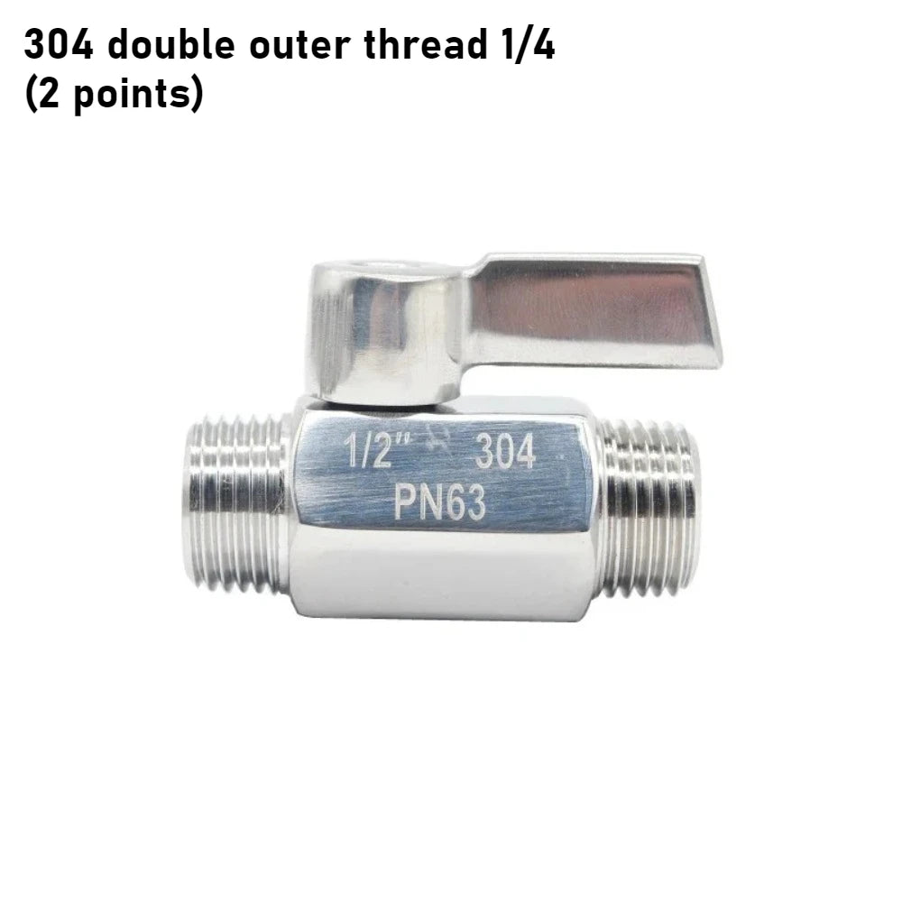 304 Stainless Steel Mini Ball Valve 1 2 3 4 6 Points PN63 Internal Thread External Thread for Water Oil Acid Two-way Ball Valve Oasis Select DN8 C