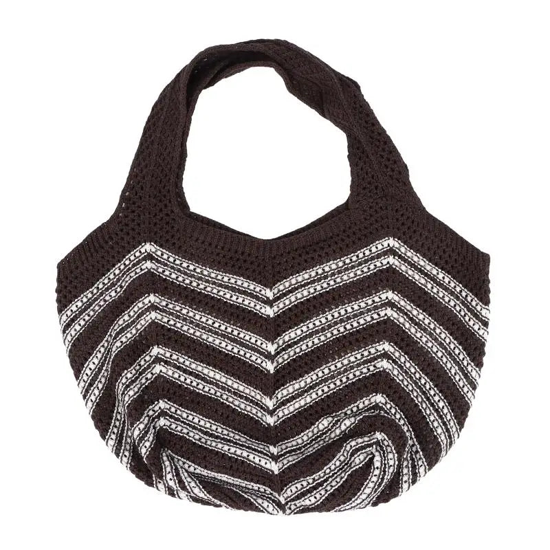 Versatile Knitted For Women Casual Summer Commuting Weaving Beach Holiday Style Soft Shoulder Bag Tote Shopper Bag Oasis Select Coffee