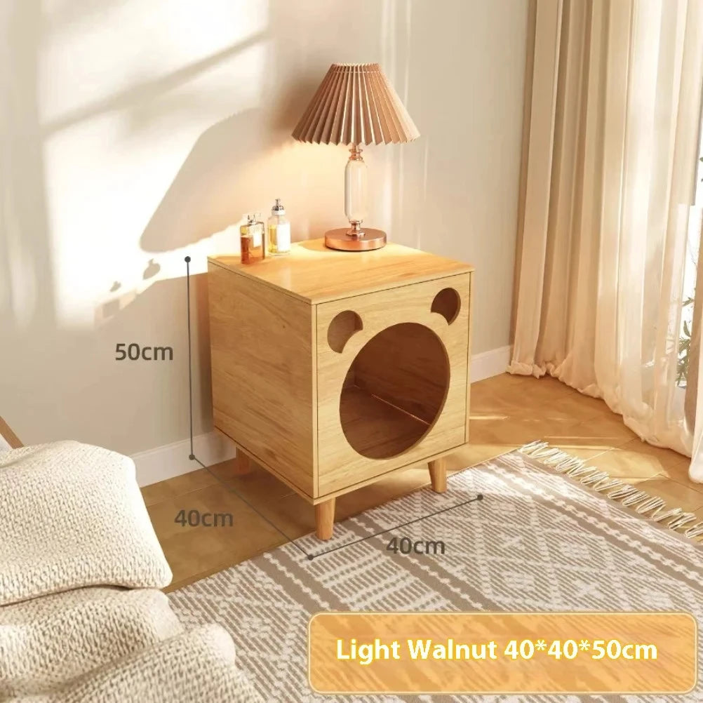 Wooden Cat Nest Bedside Tables Multi Functional Cat Nest Four Season Simple Storage Locker Nightstands Bedroom Furniture Oasis Select Khaki