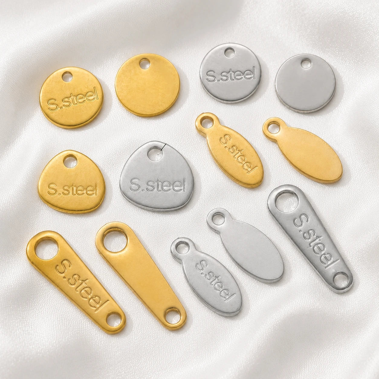 No Fade 50pcs Stainless Steel End Charms Pendants Vacuum Plating Gold Color Chain Extension Tail Charms for Jewelry Making DIY Oasis Select