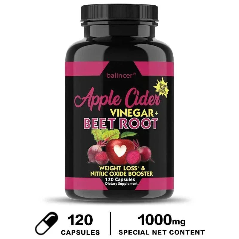 Beetroot & Apple Cider Vinegar Capsules | Immune, Detox & Weight Herbal Supplement Capsules Oasis Select 120 count-1 bottle
