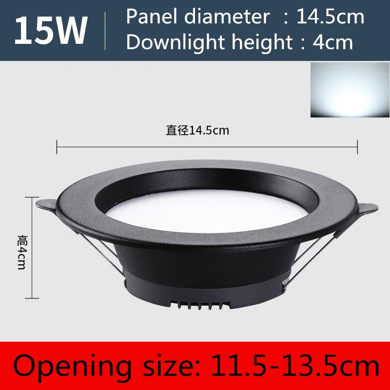 Slim Recessed LED Downlight 6W–20W AC220V | High CRI Ceiling Spot