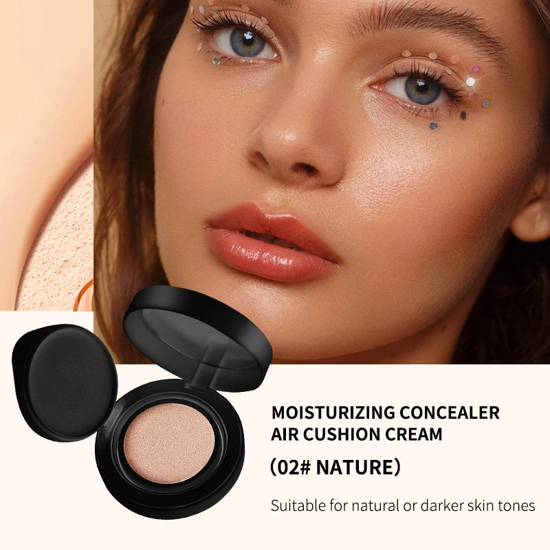 OCHEAL BB Cream Air Cushion Full Coverage Waterproof Long-lasting Concealer Cushion Compact Face Makeup Foundation CC Cream Oasis Select 02 Natural