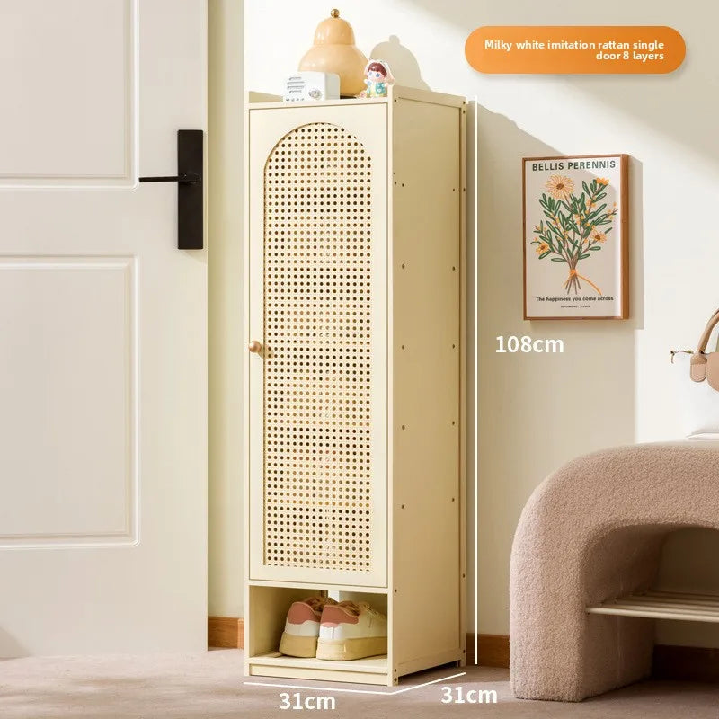 Shoe cabinet storage artifact space-saving indoor entrance small narrow shoe rack 2025 new dust-proof storage cabinet Oasis Select white eight 1