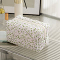 Floral Puffy Quilted Large Makeup Bag Travel Cosmetic Pouch Flower Printed Storage Organizer Makeup Accessory Oasis Select Lavender