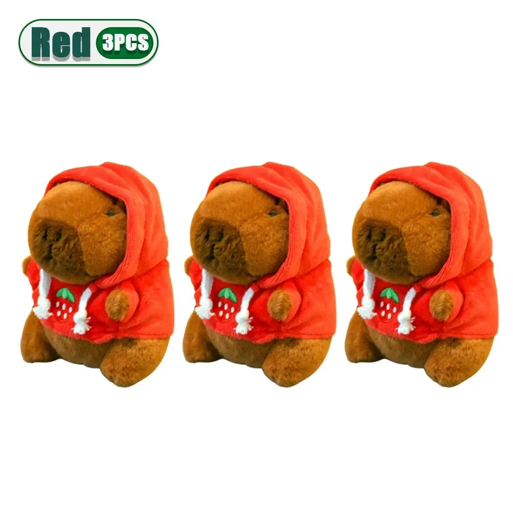 Cute Capybara Plush Pendant Water Dolphin Plush Toy Keychain Bag Charm Pendant Kids Birthday Gift Holiday Party Favor Accessorie Oasis Select Red-3PCS