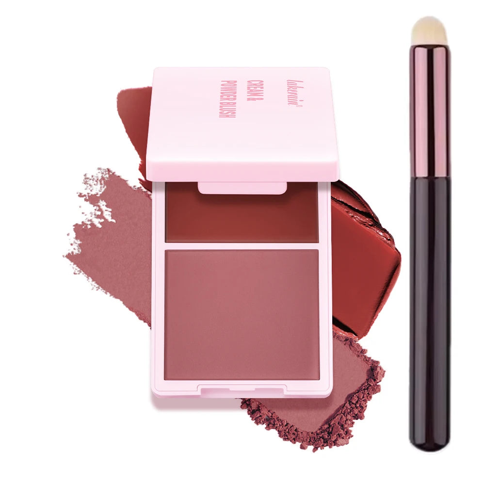 2Color Blush Cream and Brush Powder Long-lasting Wearing High Pigment Natural Matte Blush For Girl Blush Cosmtics Oasis Select 3Deep Plum