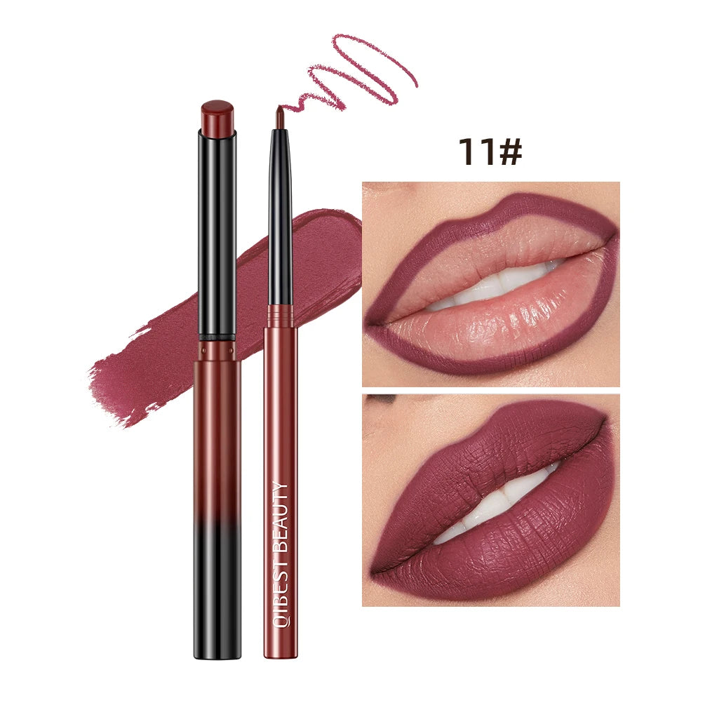 QiBest 12-Color Matte Lipstick & Lip Liner Combo – Waterproof