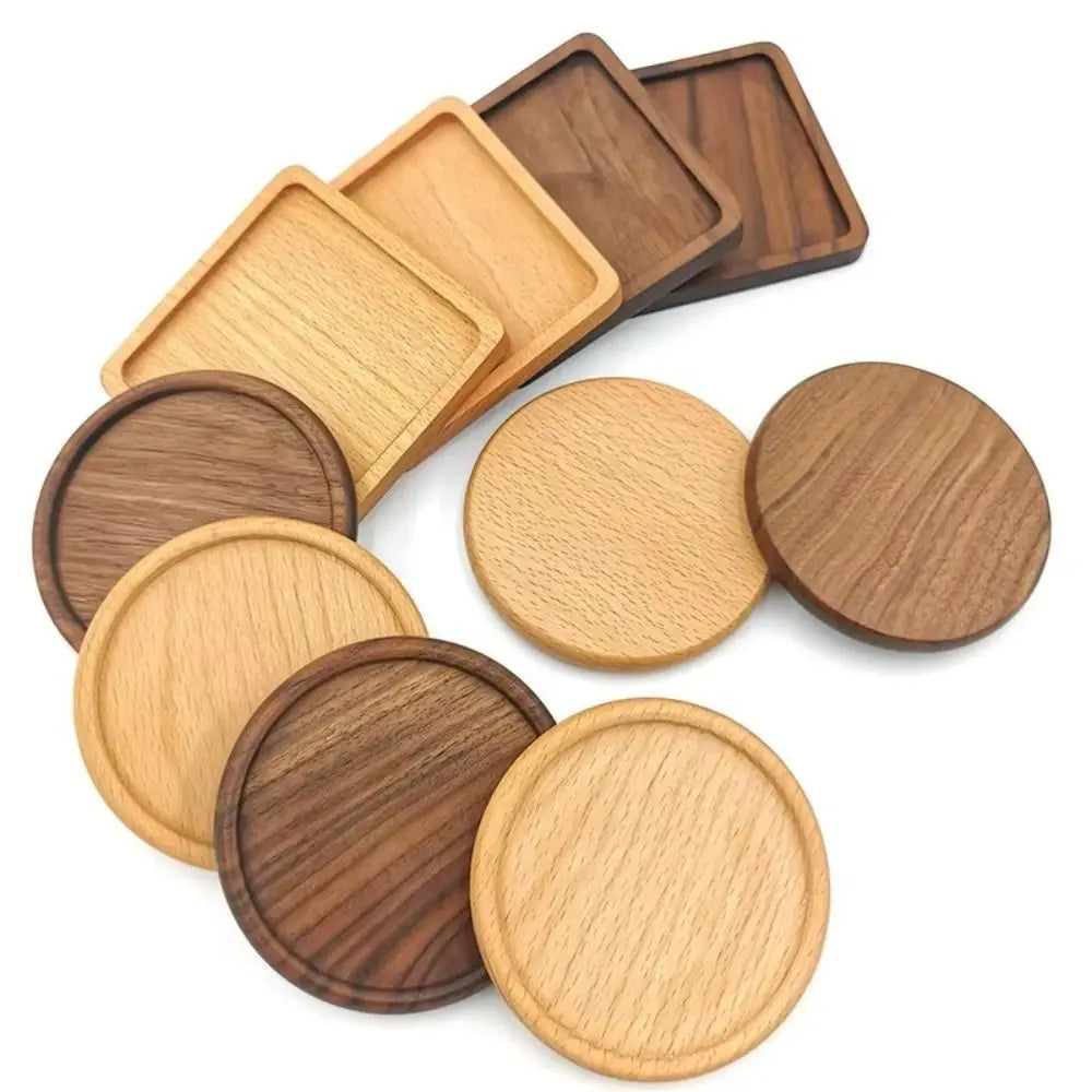 Wood Bamboo Coasters | Heat-Resistant Tea & Coffee Cup Mats