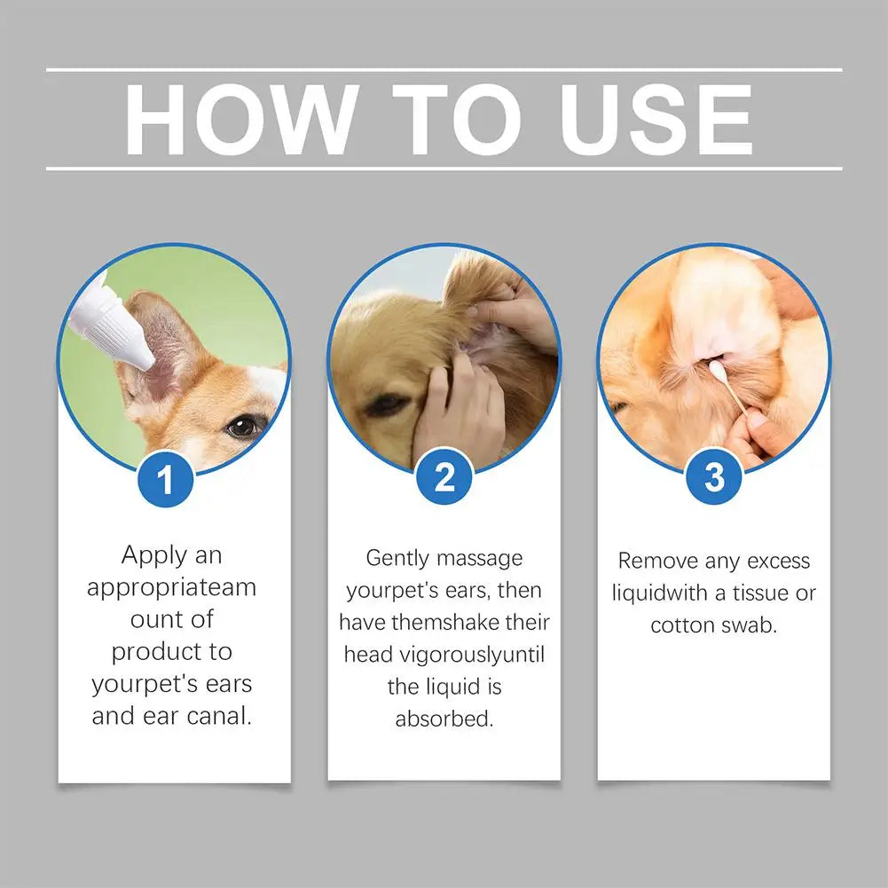 Pet Ear Care Drops For Sensitive Dogs Cats Safe & Effective 1/2/3 BOX Relieve Itching Reduce Odor Pet Earwaxr Cleaning Liquid Oasis Select