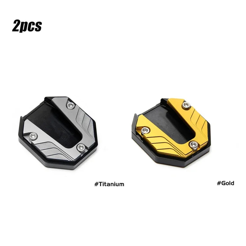 1/2/3PCS Aluminum Alloy Motorcycle Bike Kickstand Extender Foot Side Stand Extension Foot Pad Support Plate Oasis Select Gold-Titanium