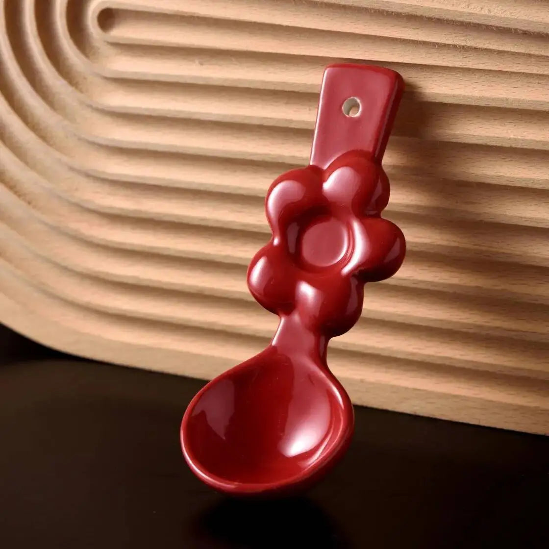Ceramic Flower Spoon Coffee Spoon Milk Dessert Spoon Long Handle Soup Spoon Internet Celebrity High-Value Kitchen Tablewear Oasis Select