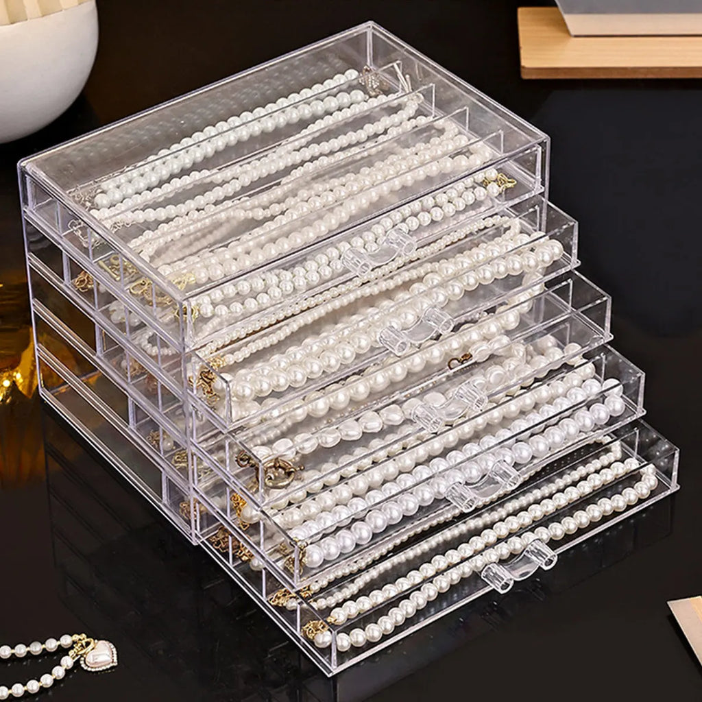 1pc Transparent Necklace Storage Box, Jewelry Tray, Necklace Display Cabinet, Suitable Jewelry Storage Drawer for Women Oasis Select