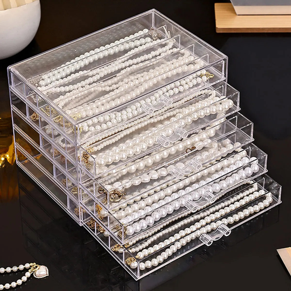 1pc Transparent Necklace Storage Box, Jewelry Tray, Necklace Display Cabinet, Suitable Jewelry Storage Drawer for Women Oasis Select