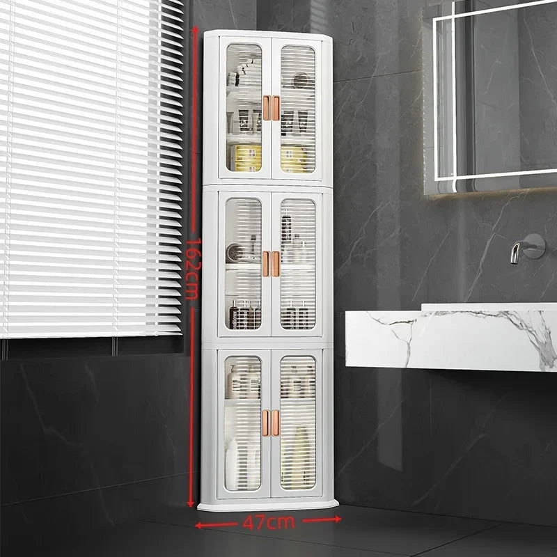 Storage cabinet Multi-layer living room locker Floor-to-ceiling plastic triangular dust rack Snack toy locker sturdy and durable Oasis Select 3-White