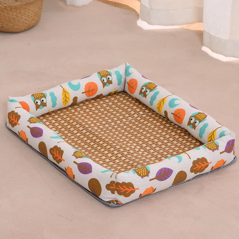 Pet Ice Mat, All-season Dog Bed Mat, Summer Cooling, Wear-resistant, Square Pet Bed Oasis Select owl a white S 39x27cm